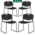 WLLJOY Black Sled Base Stack Chair 4 Pack, Metal Frame Max-Load bearing 350 lbs, Stackable Chairs for Waiting Room, Conference Room