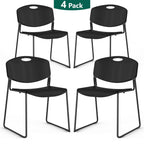 WLLJOY Black Sled Base Stack Chair 4 Pack, Metal Frame Max-Load bearing 350 lbs, Stackable Chairs for Waiting Room, Conference Room