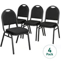 HaiNova Dome Back Stack Chair 4 Pack, with Black Vinyl Seat and Back, 500-lb Weight Capacity, Black Steel Frame, for Banquets, Weddings, Black