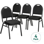 HaiNova Dome Back Stack Chair 4 Pack, with Black Vinyl Seat and Back, 500-lb Weight Capacity, Black Steel Frame, for Banquets, Weddings, Black