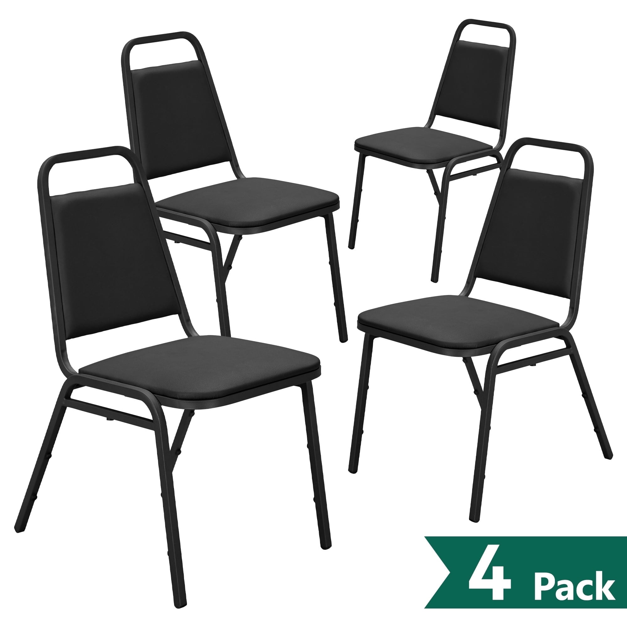 HaiNova Trapezoidal Back Vinyl Stacking Banquet Chair, Multipurpose Stacking Chair with Padded Seat and Back,for Weddings,dinners, Black