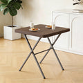 WLLJOY 27 Inch Patio Coffee Folding Table, Firm Utility Square Tea Table, Metal Rust-Proof Frame, for Patio, Garden, Picnic, Outside Portable Brown