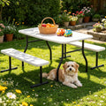 WLLJOY 3-Piece Kids Picnic Tableset, Outdoor Portable Small Table with Long Bench, Waterresistance and Easy to Clean, Suitable for Patio, Garden and living Room