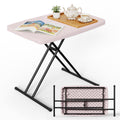 HaiNova Folding TV Tray Table, 30in Height Adjustable TV Tray for Laptop, Heavy Duty Utility Foldable Table for Small Spaces, Pink