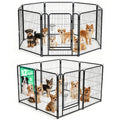 WLLJOY Dog Playpen, 32 Inch 8 Panels Heavy Duty Metal Pet Fence for Indoor/Outdoor, Large Dog Exercise Pen for RV Camping/Yard/Garden, Black
