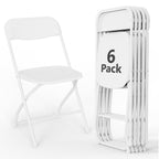 HaiNova Plastic Folding Chair 6 Pack, Portable Comfortable Event Chair, Capacity 350 lb, Indoor/Outdoor Dual-Use Seating for Various Occasions, White