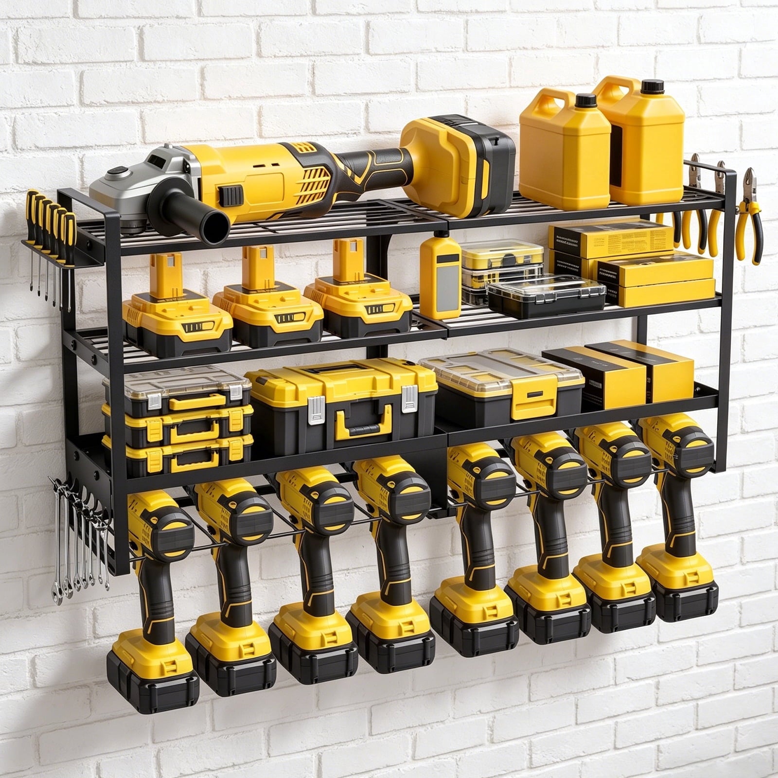 HaiNova Power Tool Organizer Wall Mount, 4 Layer Heavy Duty Loads 400 lbs, with 8 Drill Holder, Large Tool Storage Rack for Workshop/Utility Room