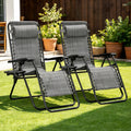 WLLJOY Zero Gravity Chair 2Pcs, 350lb Capacity, Folding Reclining Chair with Adjustable Pillow and Cup Holder for Garden, Patio, Beach, Gray