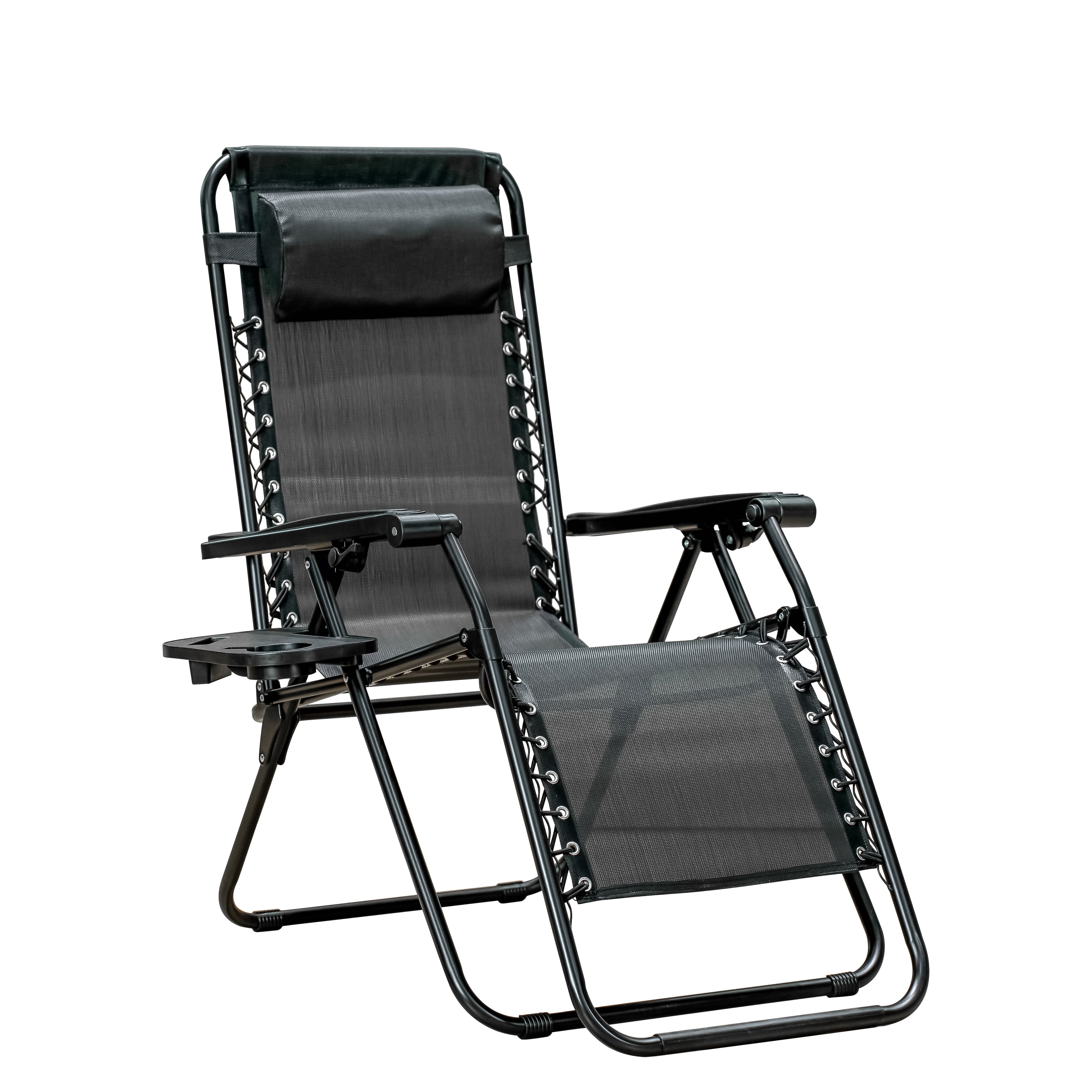 HaiNova Zero Gravity Chair, 350lb Capacity, Folding Reclining Chair with Adjustable Pillow and Cup Holder for Garden, Patio, Beach, Black