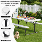 HaiNova 6 ft Outdoor Picnic Table & Bench Set, Seats 6 | UV Protected Waterproof HDPE, Powder-Coated Steel Frame, All-Weather Patio Furniture, White