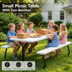 HaiNova 6 ft Outdoor Picnic Table & Bench Set, Seats 6 | UV Protected Waterproof HDPE, Powder-Coated Steel Frame, All-Weather Patio Furniture, White
