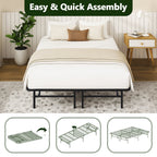 HaiNova King Bed Frame Folding Metal Platform Bed Frame with Heavy Duty and Strong Bearing Capacity, 14 Inches High, Black