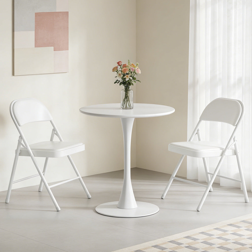 HaiNova 6 Pack Folding Chairs with Comfortable Cushion, Leather Padded Cushion Chair with Stainless Steel Frame for Home and Office, Gatherings, White