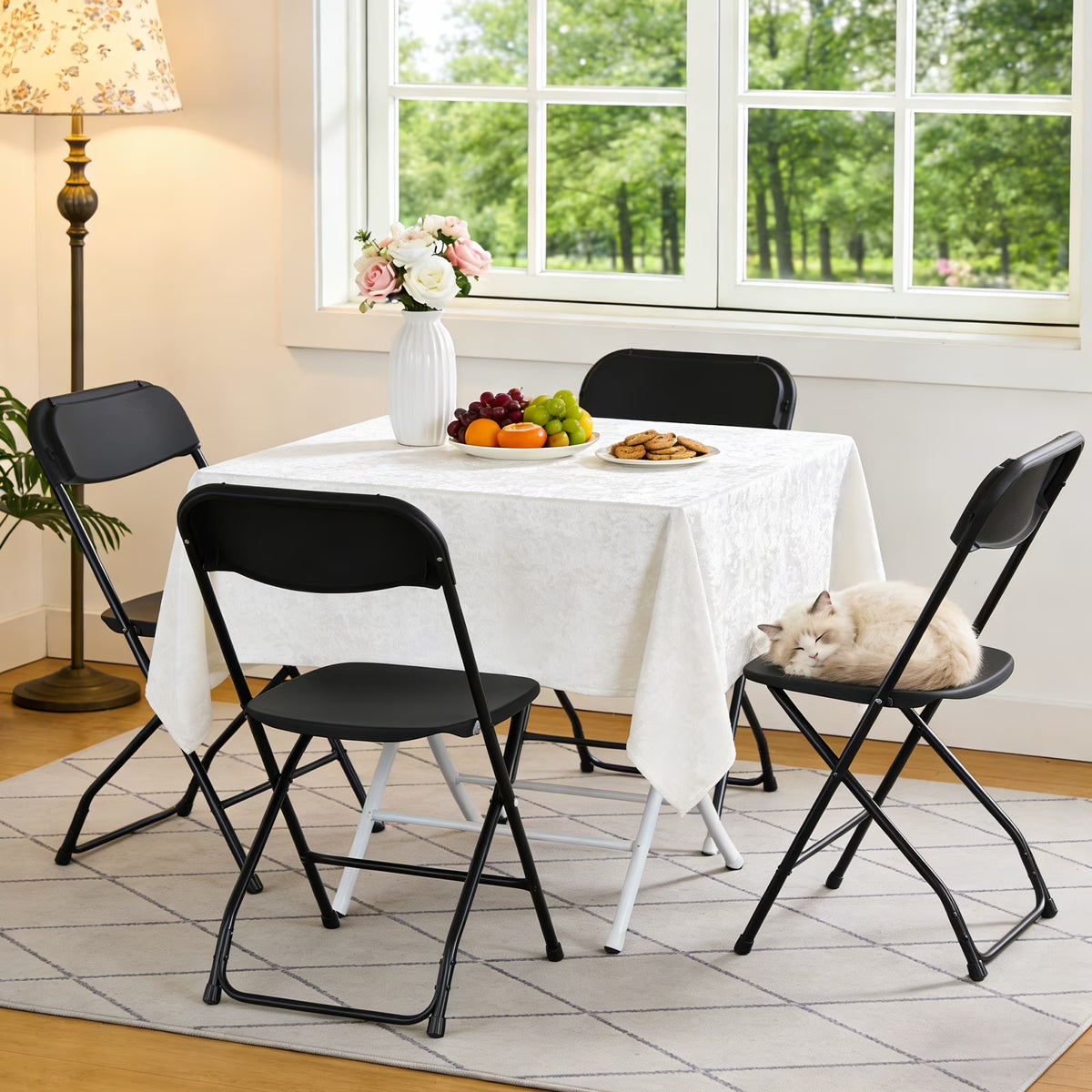 HaiNova Plastic Folding Chair 6 Pack, Portable Comfortable Event Chair, Capacity 350 lb, Indoor/Outdoor Dual-Use Seating for Various Occasions, White