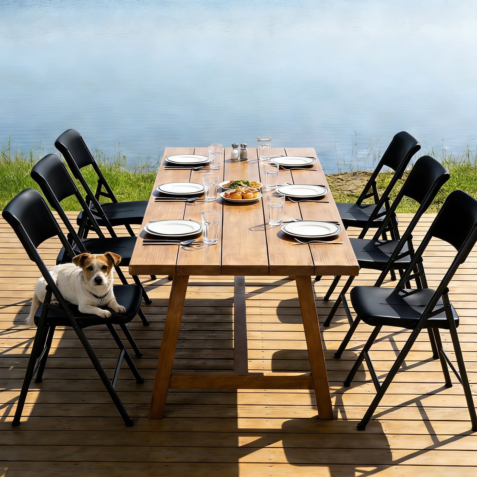 HaiNova 4 Pack Black Folding Heavy Duty Chair with Reinfoced Steel Frame, 400 LB Load Bearing for Indoor/Outdoor, Wedding, Party, Restaurant, Patio