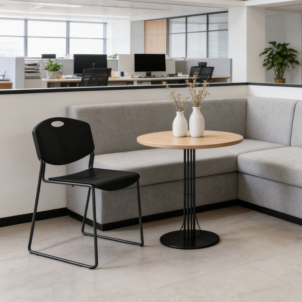 WLLJOY Black Sled Base Stack Chair 4 Pack, Metal Frame Max-Load bearing 350 lbs, Stackable Chairs for Waiting Room, Conference Room