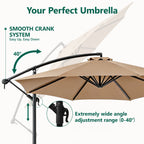 HaiNova 10 ft Offset Patio Umbrella With Base Included ,All-Weather UV Protection Cantilever Umbrella Suitable For Garden, Backyard and Beach, Khaki