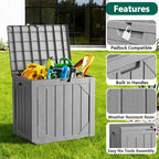 WASUHE 30 Gallon Resin Deck Box, Waterproof & Outdoor Small Storage Box for Cushion Storage and Outdoor Delivery Storage, UV Resistant, Lockable, Gray, Gray