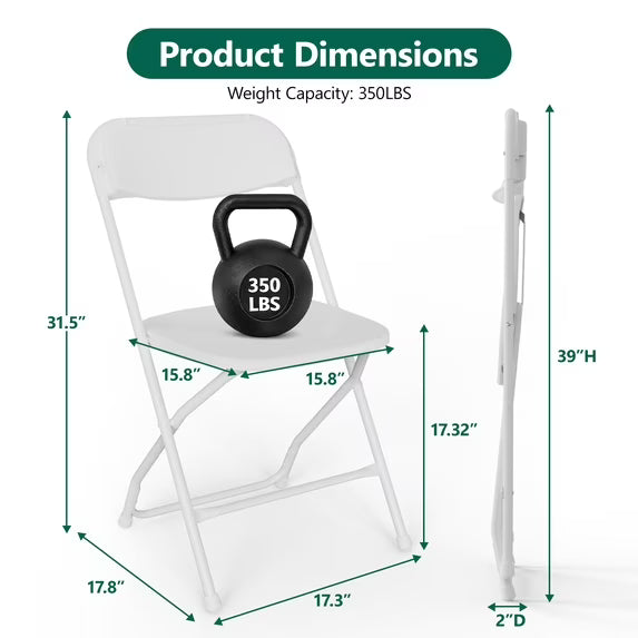 HaiNova Plastic Folding Chair 6 Pack, Portable Comfortable Event Chair, Capacity 350 lb, Indoor/Outdoor Dual-Use Seating for Various Occasions, White