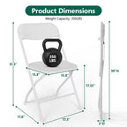HaiNova Plastic Folding Chair 6 Pack, Portable Comfortable Event Chair, Capacity 350 lb, Indoor/Outdoor Dual-Use Seating for Various Occasions, White
