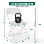 HaiNova Plastic Folding Chair 6 Pack, Portable Comfortable Event Chair, Capacity 350 lb, Indoor/Outdoor Dual-Use Seating for Various Occasions, White