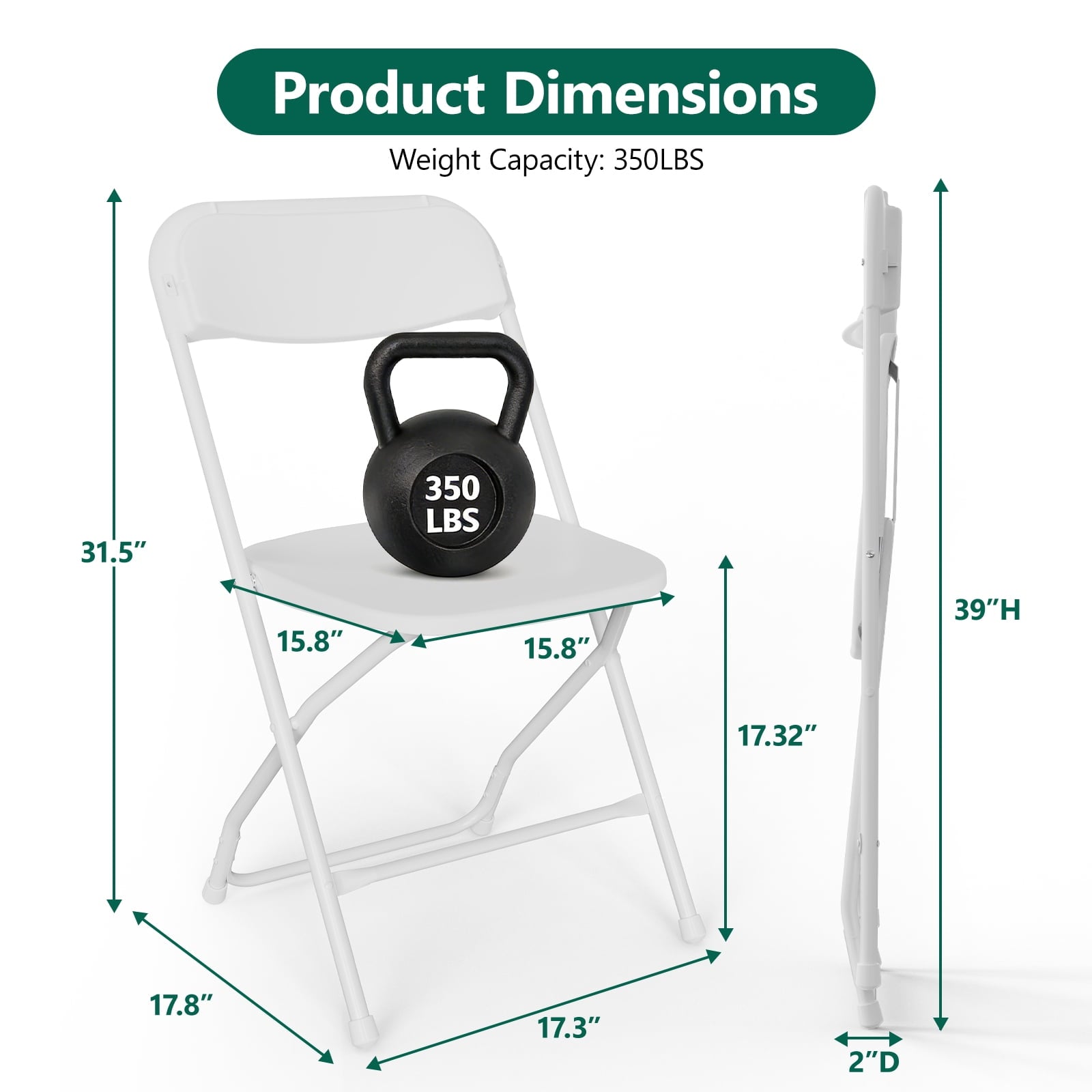 HaiNova Plastic Folding Chair 6 Pack, Portable Comfortable Event Chair, Capacity 350 lb, Indoor/Outdoor Dual-Use Seating for Various Occasions, White