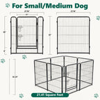 WLLJOY Dog Playpen, 32 Inch 8 Panels Heavy Duty Metal Pet Fence for Indoor/Outdoor, Large Dog Exercise Pen for RV Camping/Yard/Garden, Black