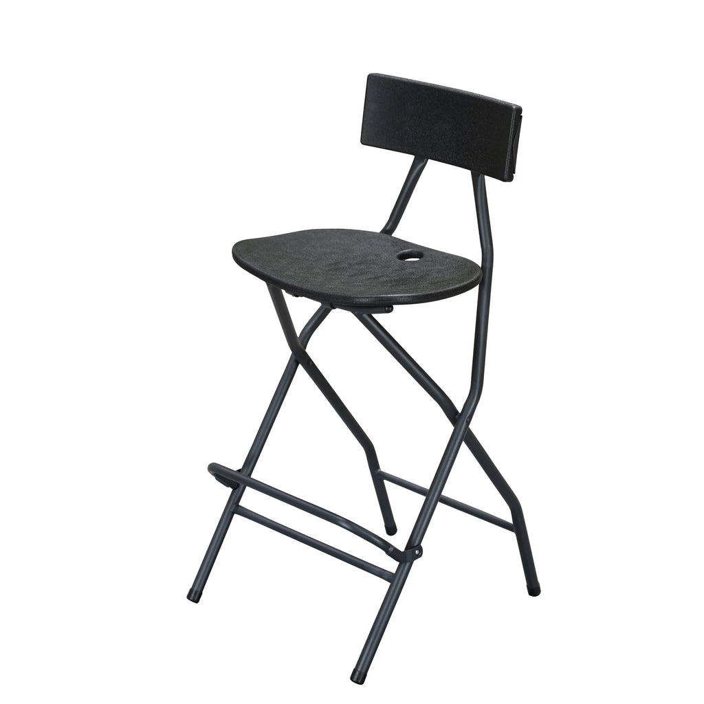 HaiNova Black Folding Bar Stool with Backrest, Blow-molded/Metal Frame, Durable and Sturdy Folding Chair for Indoor/Outdoor Kitchen Shop Cafe