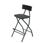 HaiNova Black Folding Bar Stool with Backrest, Blow-molded/Metal Frame, Durable and Sturdy Folding Chair for Indoor/Outdoor Kitchen Shop Cafe