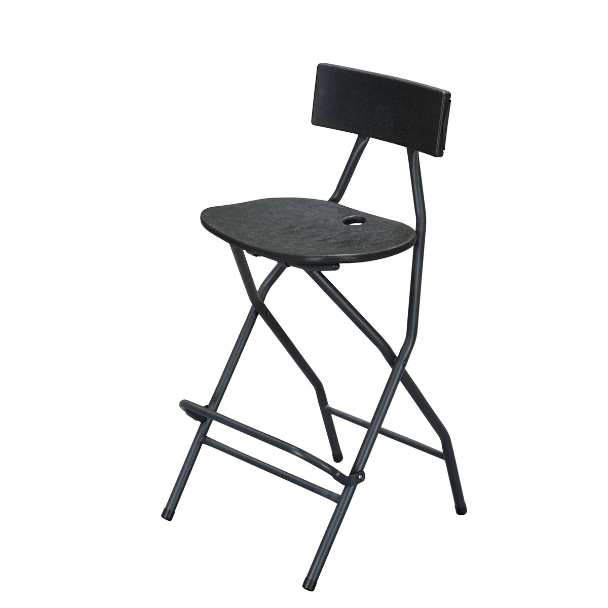 HaiNova Black Folding Bar Stool with Backrest, Blow-molded/Metal Frame, Durable and Sturdy Folding Chair for Indoor/Outdoor Kitchen Shop Cafe