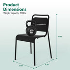 HaiNova Metal Stackable Dining Chairs with Armrest 4 Pack, Black Outdoor Heavy-Duty Chair, 300 lbs Max - All Weather for Indoor/Outdoor
