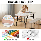 WLLJOY 3-Piece Kids Picnic Tableset, Outdoor Portable Small Table with Long Bench, Waterresistance and Easy to Clean, Suitable for Patio, Garden and living Room