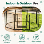 WLLJOY Dog Playpen, 32 Inch 8 Panels Heavy Duty Metal Pet Fence for Indoor/Outdoor, Large Dog Exercise Pen for RV Camping/Yard/Garden, Black