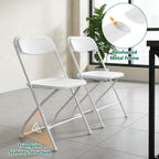 HaiNova Plastic Folding Chair 6 Pack, Portable Comfortable Event Chair, Capacity 350 lb, Indoor/Outdoor Dual-Use Seating for Various Occasions, White