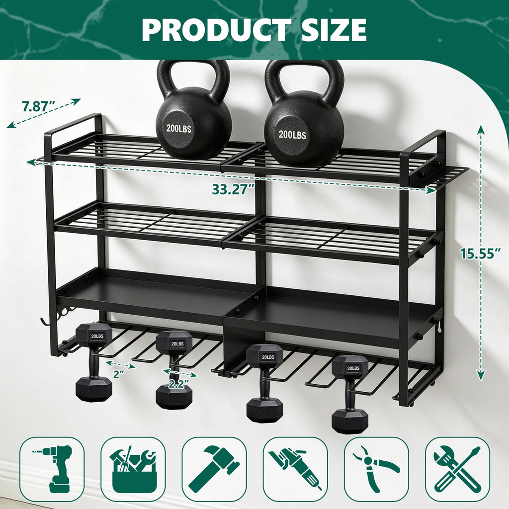 HaiNova Power Tool Organizer Wall Mount, 4 Layer Heavy Duty Loads 400 lbs, with 8 Drill Holder, Large Tool Storage Rack for Workshop/Utility Room