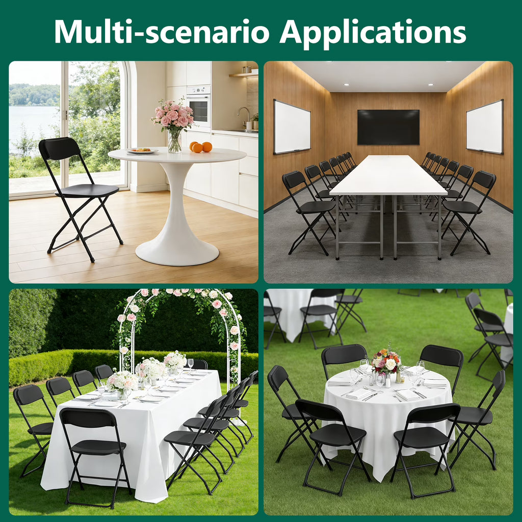 HaiNova Plastic Folding Chair 6 Pack, Portable Comfortable Event Chair, Capacity 350 lb, Indoor/Outdoor Dual-Use Seating for Various Occasions, White