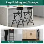 HaiNova Black Folding Bar Stool with Backrest, Blow-molded/Metal Frame, Durable and Sturdy Folding Chair for Indoor/Outdoor Kitchen Shop Cafe