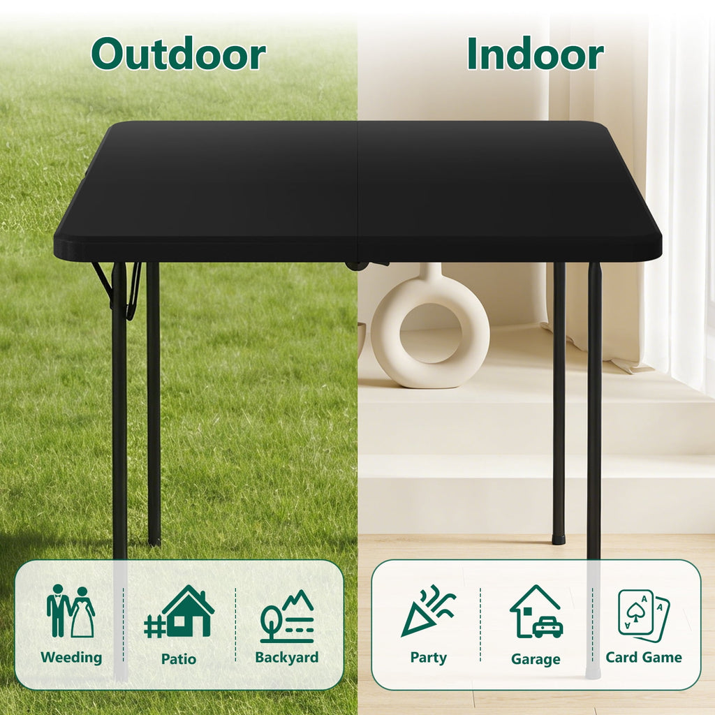 HaiNova 36in Square Folding Table, Portable Plastic Table with Handle Suitable for Party and Parties Backyard Events, White