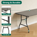 HaiNova 6ft Folding Table, Portable Camping Table with Handle, Durable and Anti-fouling Picnic Table Suitable for Party, Camping and Picnic, Khaki