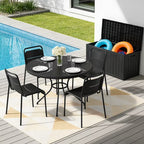 HaiNova Metal Stackable Dining Chairs with Armrest 4 Pack, Black Outdoor Heavy-Duty Chair, 300 lbs Max - All Weather for Indoor/Outdoor