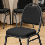 HaiNova Dome Back Stack Chair 4 Pack, with Black Vinyl Seat and Back, 500-lb Weight Capacity, Black Steel Frame, for Banquets, Weddings, Black