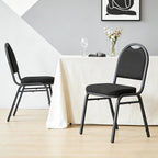 HaiNova Dome Back Stack Chair 4 Pack, with Black Vinyl Seat and Back, 500-lb Weight Capacity, Black Steel Frame, for Banquets, Weddings, Black