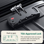 3-Piece Luggage Set - Carry-On & Large& Medium Checked Luggage with Dual Spinner Wheels - Durable Polypropylene Hardshell - TSA Lock, Airline-Approved - Expandable Hard Shell(Black)