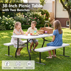 WLLJOY 3-Piece Kids Picnic Tableset, Outdoor Portable Small Table with Long Bench, Waterresistance and Easy to Clean, Suitable for Patio, Garden and living Room