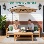 HaiNova 10 ft Offset Patio Umbrella With Base Included ,All-Weather UV Protection Cantilever Umbrella Suitable For Garden, Backyard and Beach, Khaki