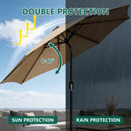 WLLJOY 9FT Outdoor Patio Umbrella Table Market Umbrella with Push Button Tilt/Crank, UV Protection Waterproof Suitable for Garden, Deck, Khaki