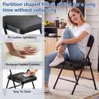 4 Pack Padded PU Leather Folding Chairs, Heavy Duty Portable Foldable Metal Chairs with Thickened Cushion Seat and Back, Ergonomic Steel Frame for Indoor Outdoor, Home Office Party Patio Backyard