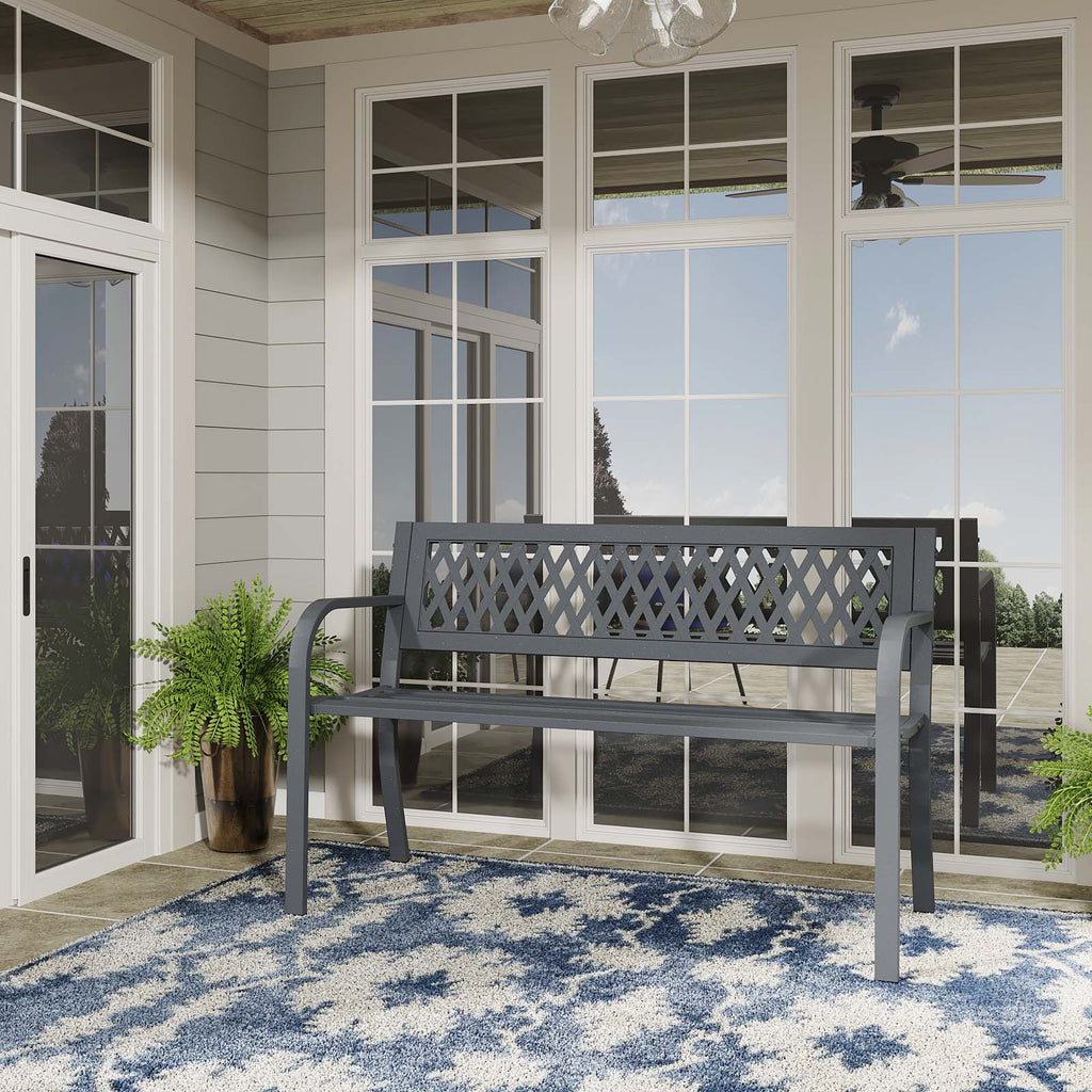 47" Outdoor Garden Bench, Patio Bench with Backrest, Weatherproof, Black