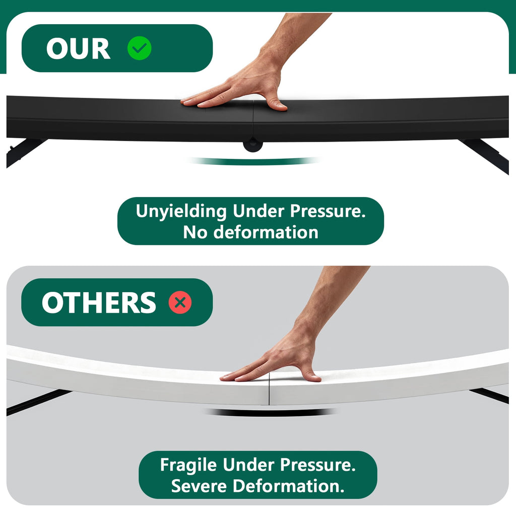HaiNova 4 Ft Adjustable Height Folding Table, Max Load 400lbs, Portable Camping Table with Handle for Home Party, Camping Parties and Weddings, Black