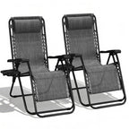 WLLJOY Zero Gravity Chair 2Pcs, 350lb Capacity, Folding Reclining Chair with Adjustable Pillow and Cup Holder for Garden, Patio, Beach, Gray